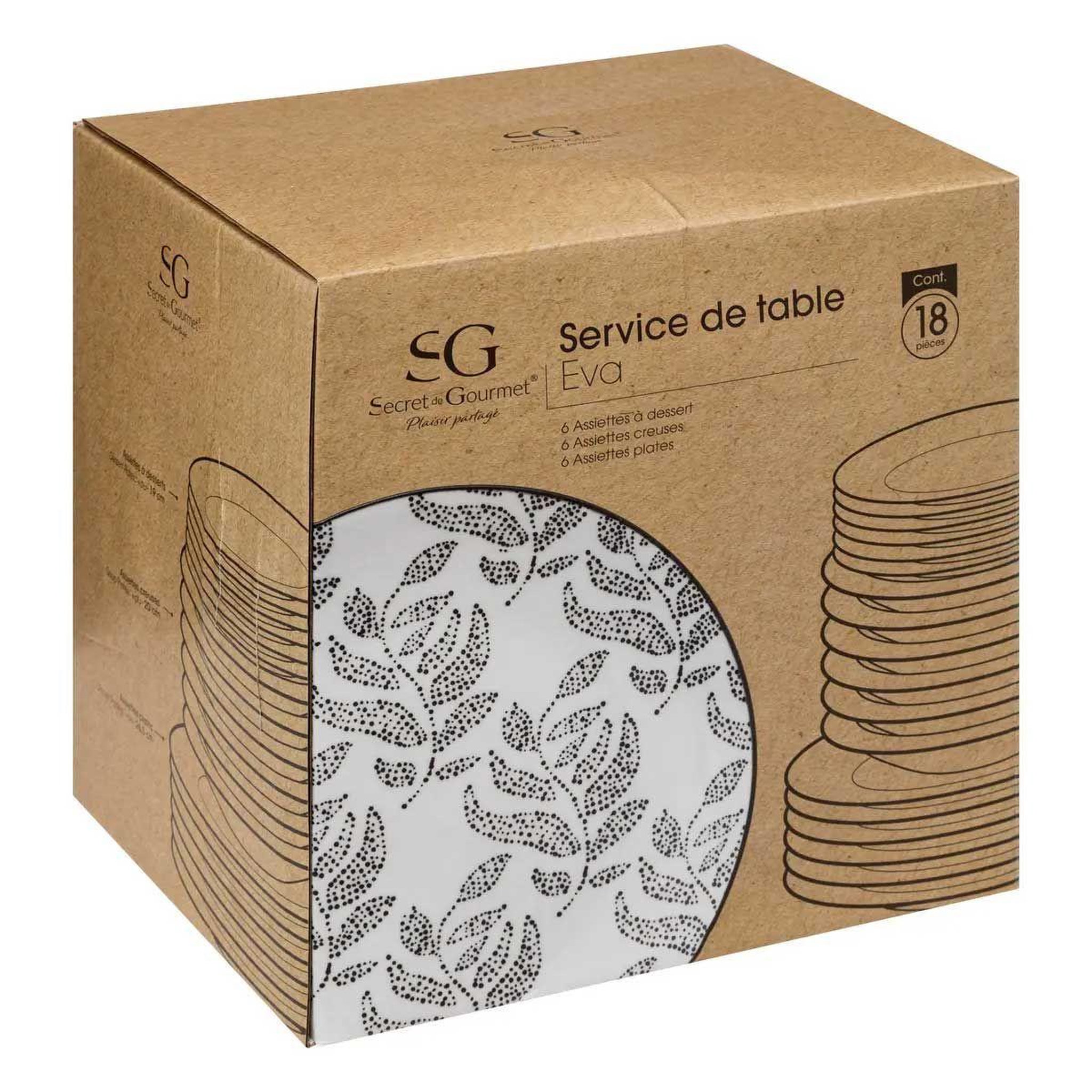 Voir la diapositive 5 : SECRET DE GOURMET Service de table 18 pièces  eva  27cm blanc & noir