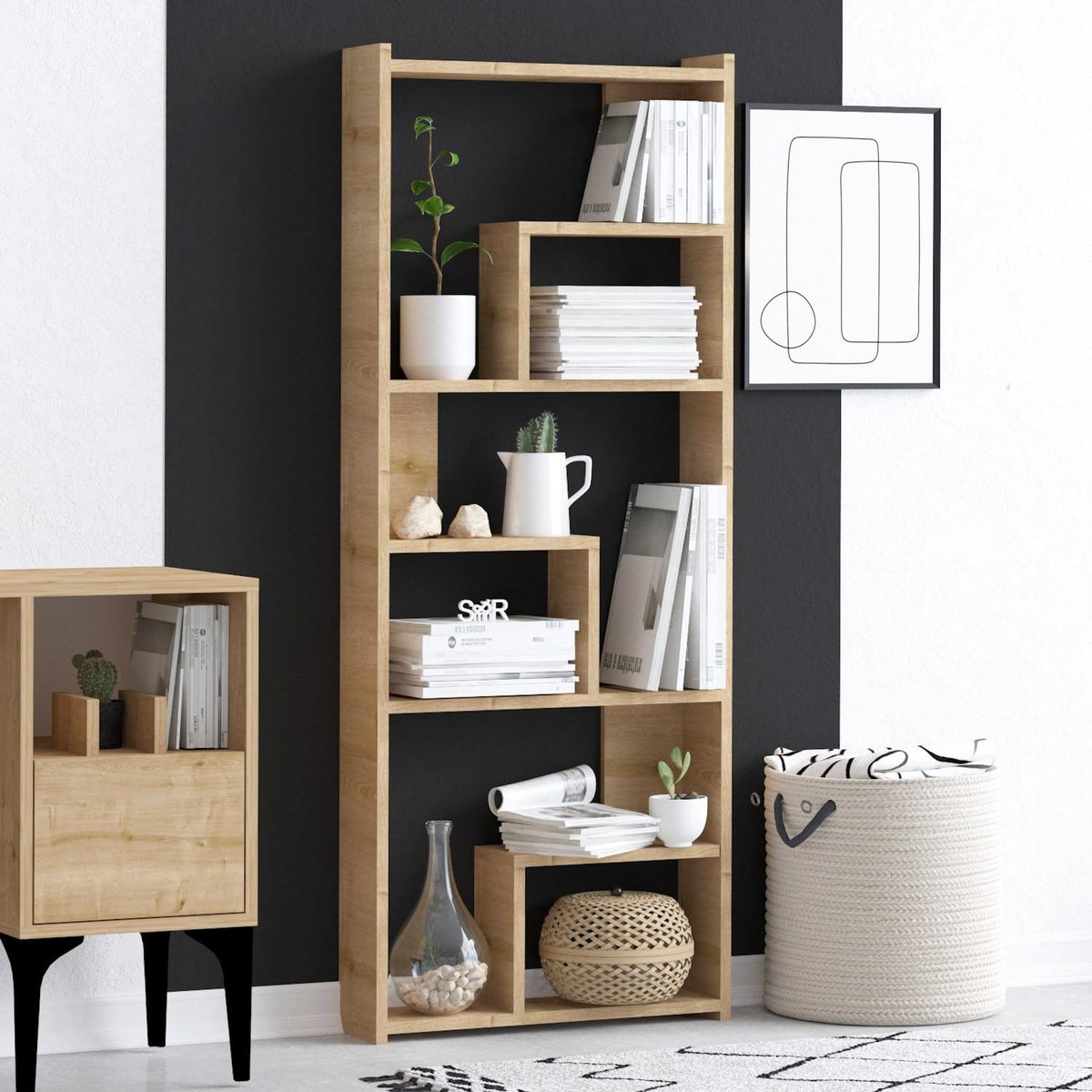 Habitat et Jardin Bibliothèque en bois  Megg  - 60 x 15 x 150 cm - Chêne