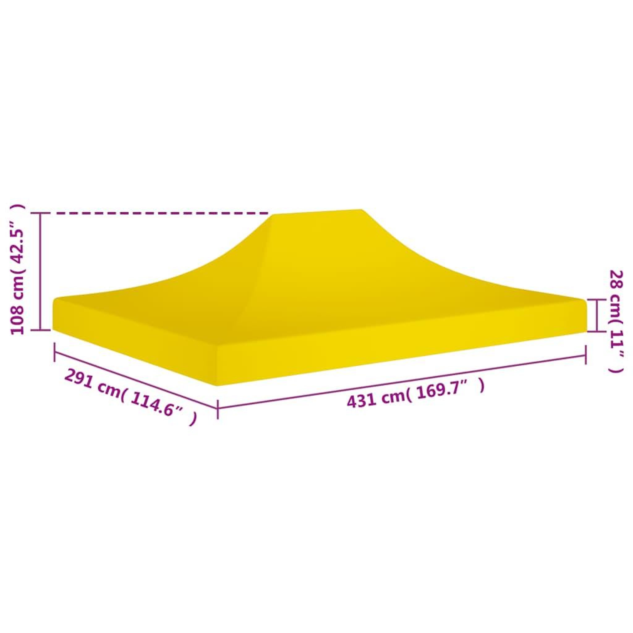 Voir la diapositive 6 : VIDAXL Toit de tente de reception 4,5x3 m jaune 270 g/m^2
