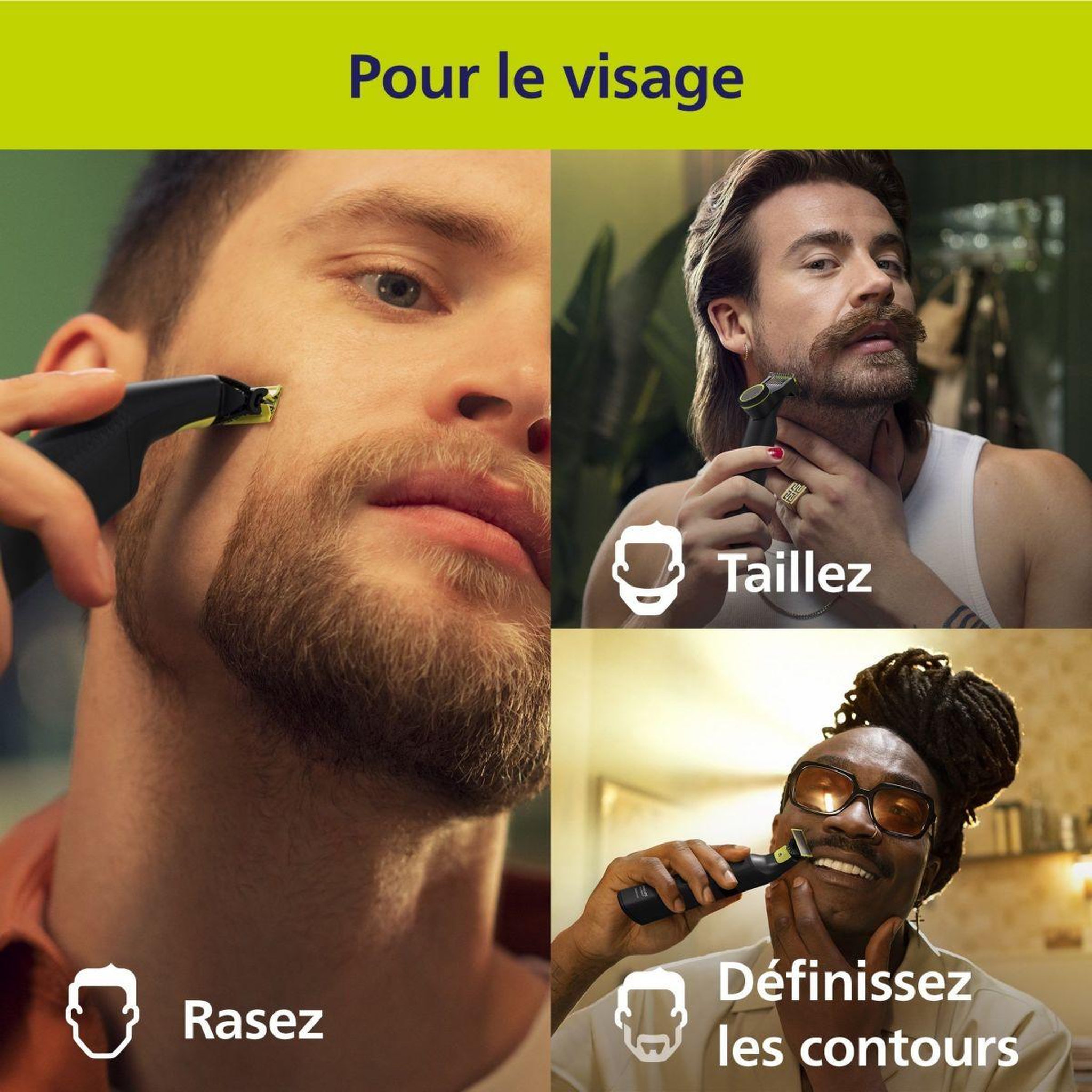 Voir la diapositive 2 : Philips Tondeuse barbe oneblade pro qp6506/15, 5 hauteurs de coupe, précision 1 mm, 90 mn