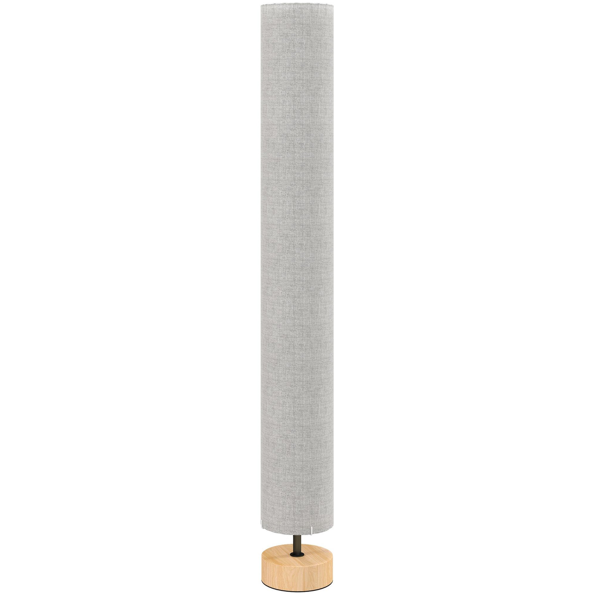 HOMCOM Lampadaire colonne sur pied bois contemporain H.120 cm abat-jour lin gris