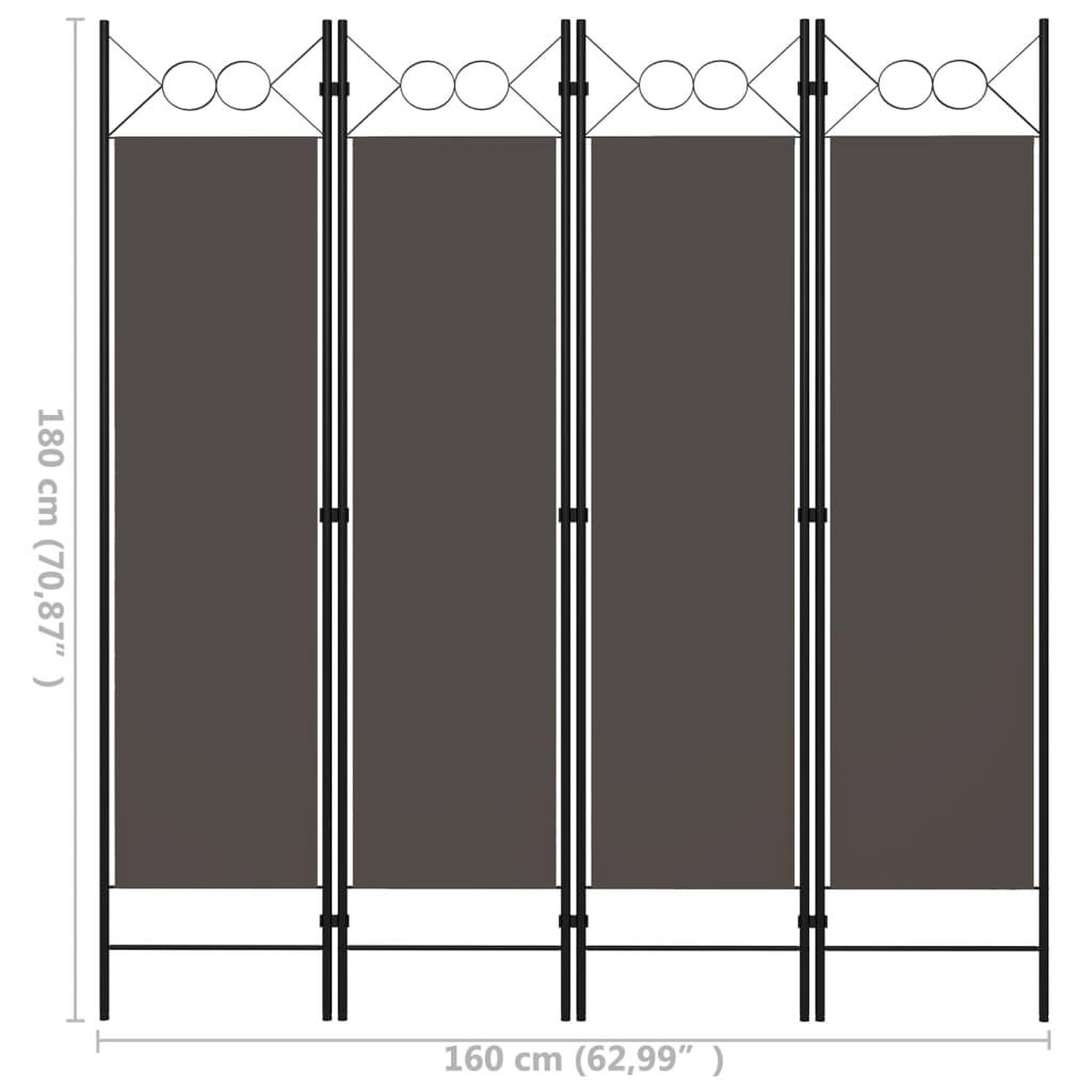 Voir la diapositive 6 : VIDAXL Cloison de separation 4 panneaux Anthracite 160 x 180 cm