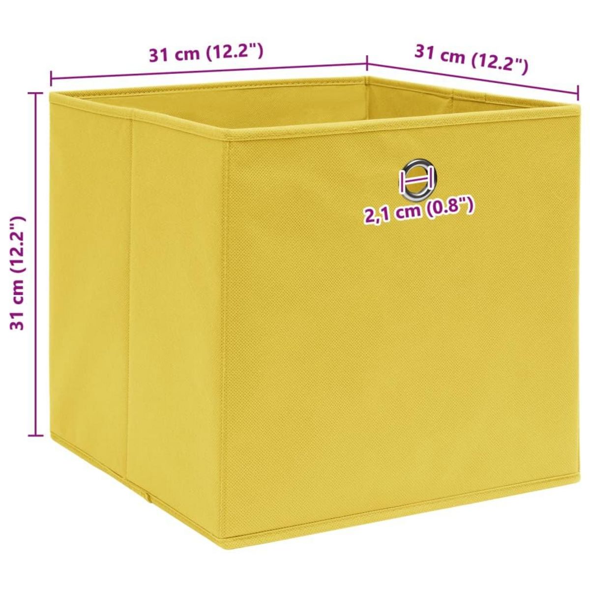VIDAXL Boîtes de rangement 10 pcs Jaune 32x32x32 cm Tissu