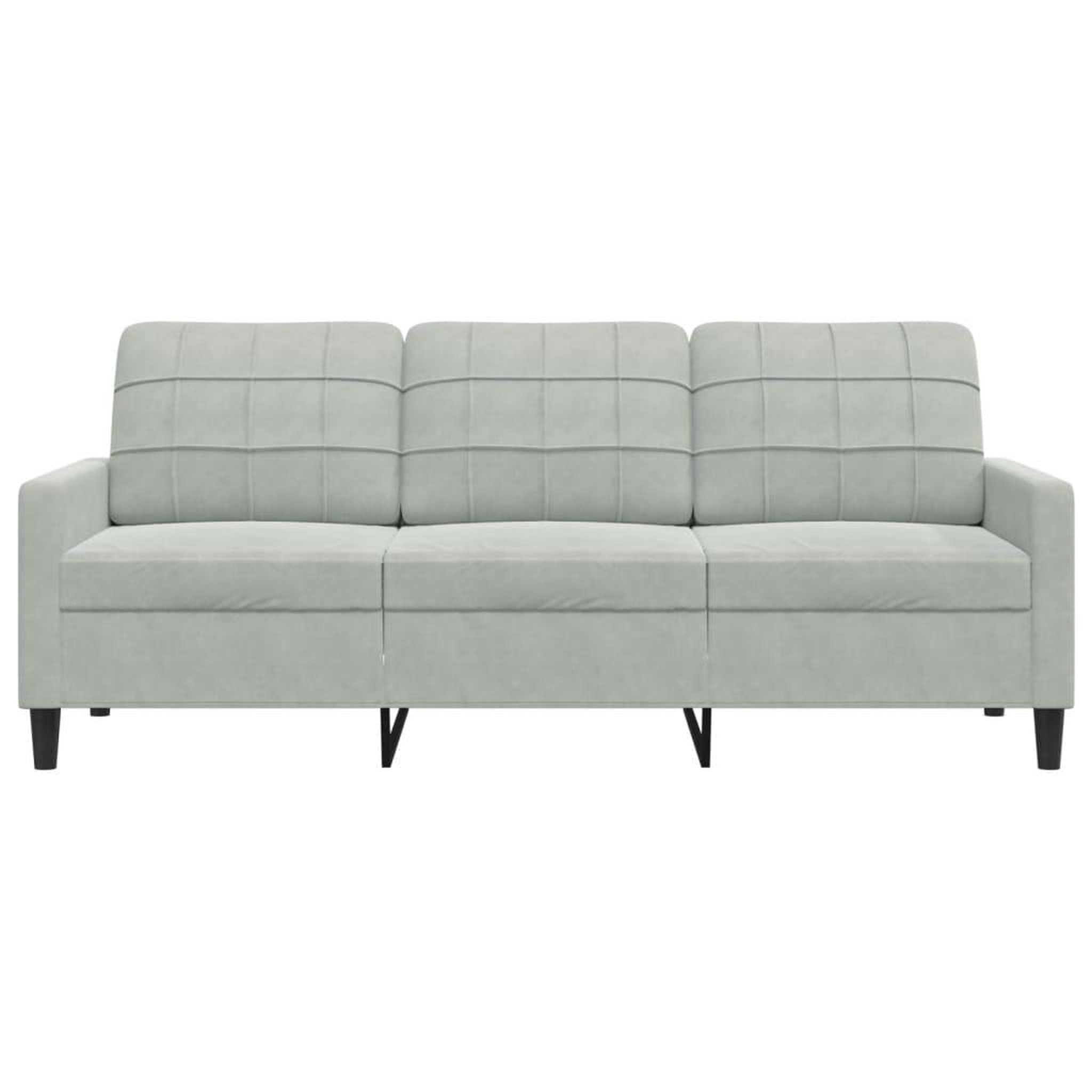 Voir la diapositive 4 : VIDAXL Canape a 3 places Gris clair 180 cm Velours