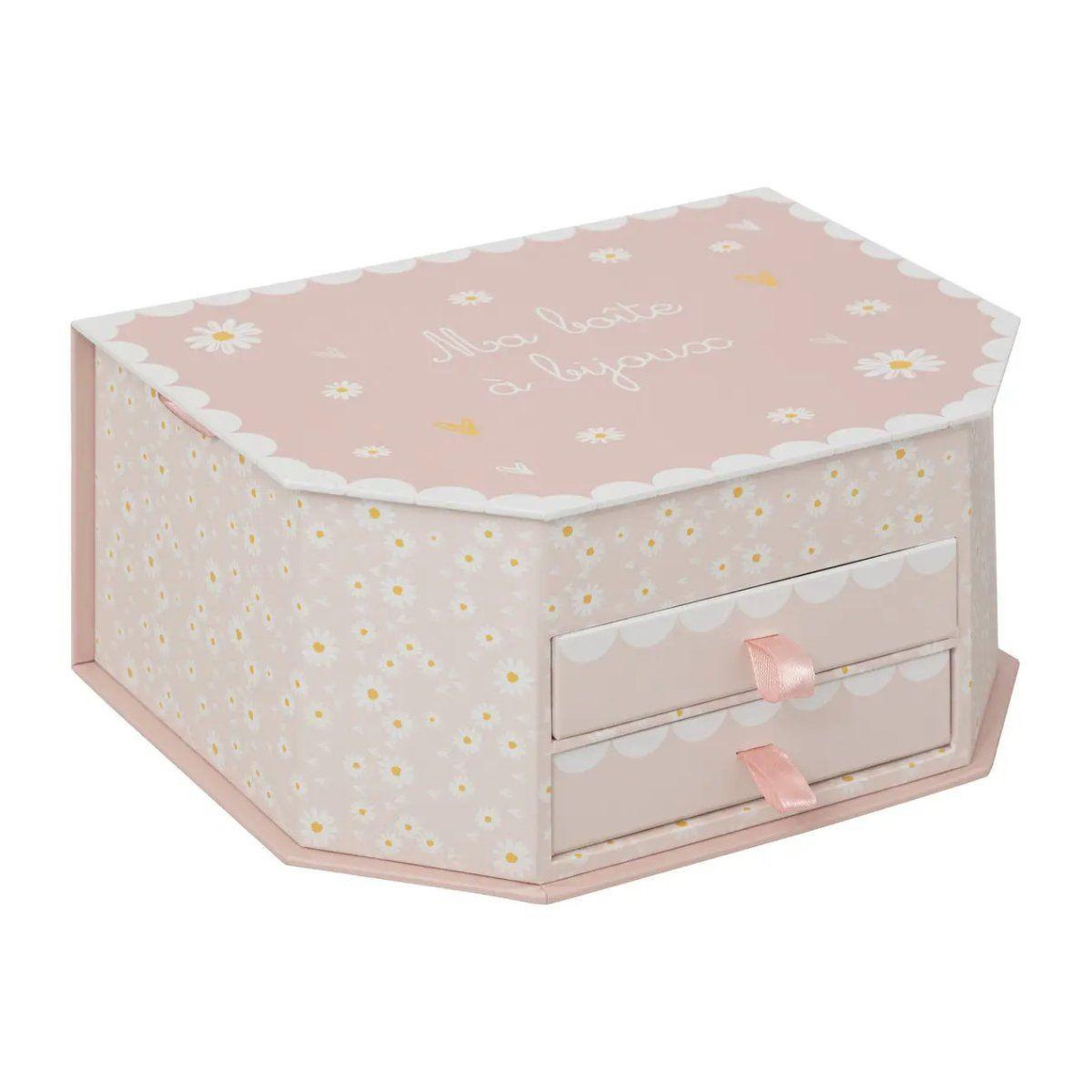 Atmosphera Kids Boîte à bijoux 2 tiroirs  lana  21cm rose