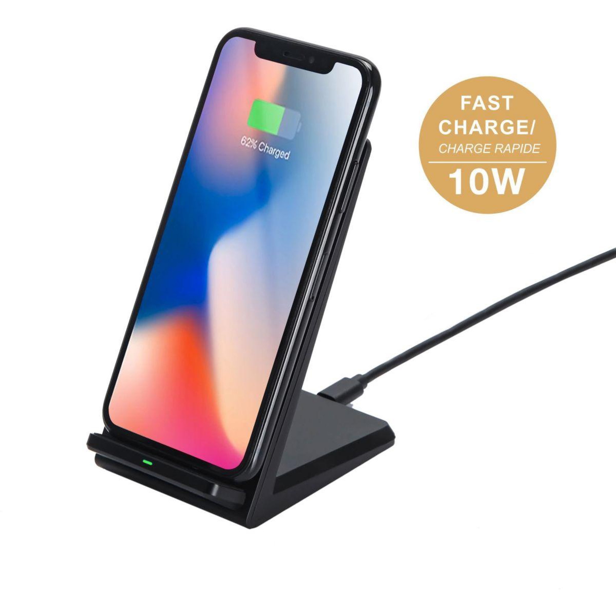 Voir la diapositive 2 : ESSENTIEL B Chargeur induction sans fil 10w noir stand