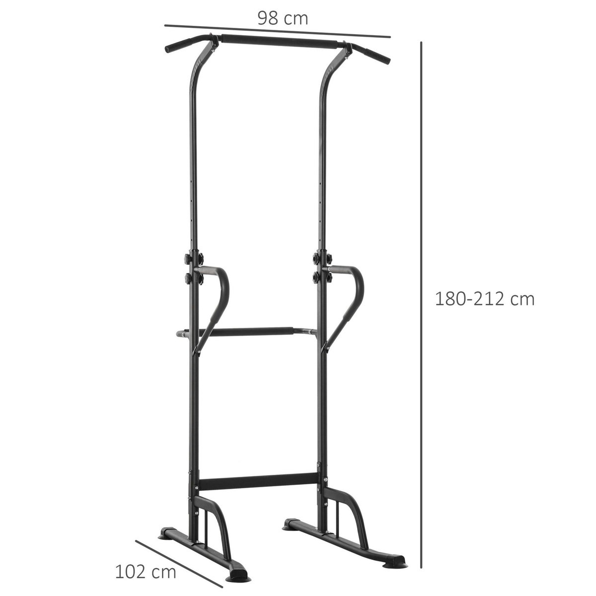 HOMCOM Station de musculation multifonction barre de traction chaise romaine réglable acier noir