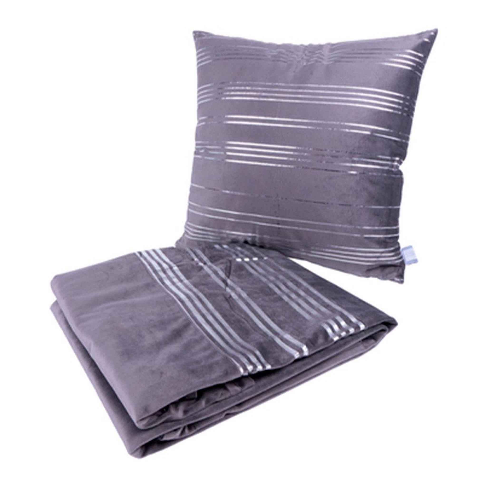Paris Prix Ensemble coussin & plaid  prisma iii  130x170cm gris