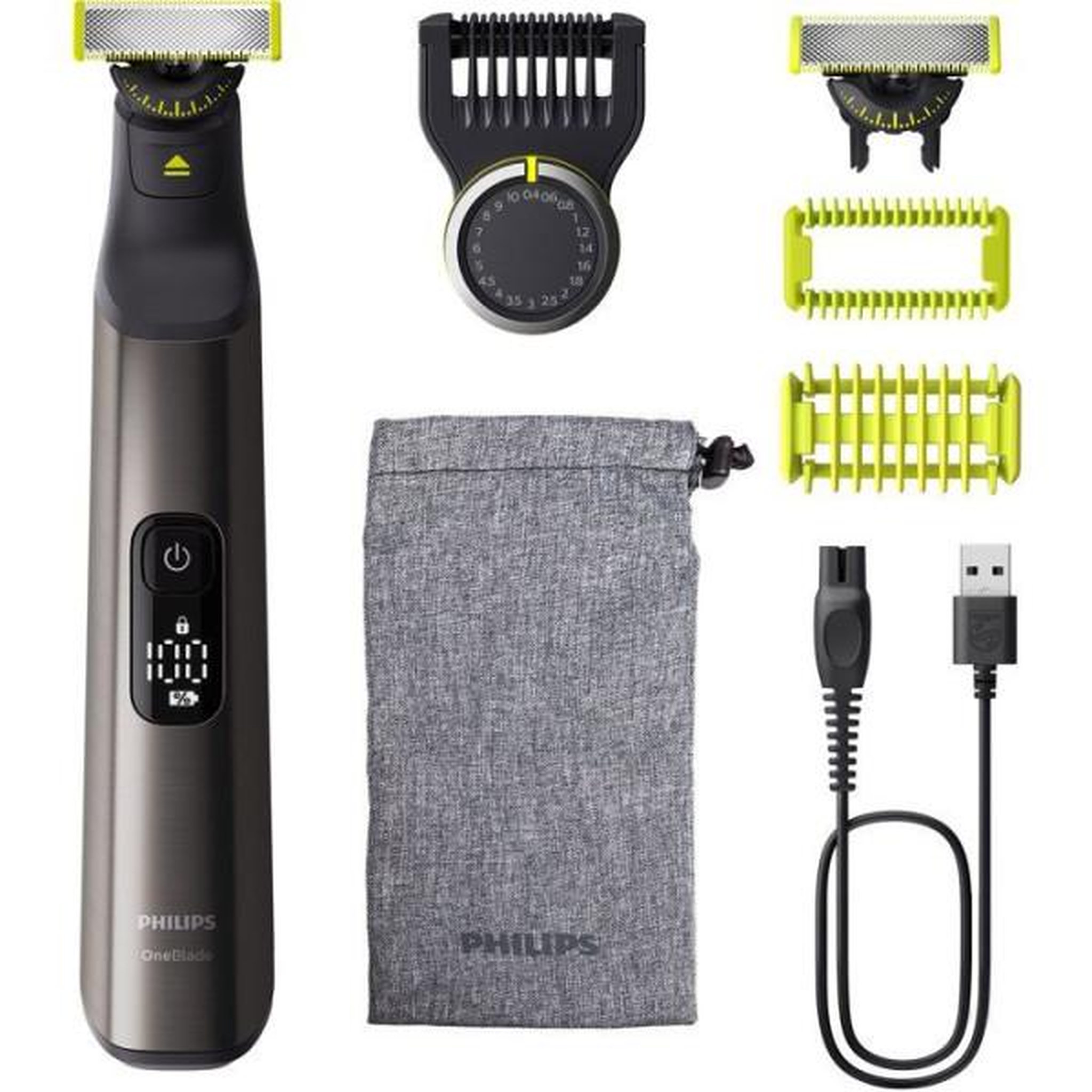 Philips Rasoir - Tondeuse Electrique  barbe & corps - PHILIPS - OneBlade Pro 360 - 2 lames - Sabot 14-en-1 - Autonomie 90 min