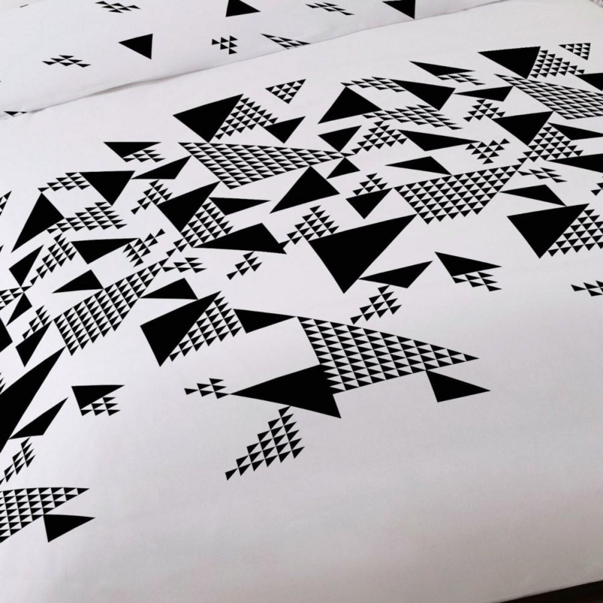 Dourev Parure de lit 4 pièces 100% coton TRIANGLES