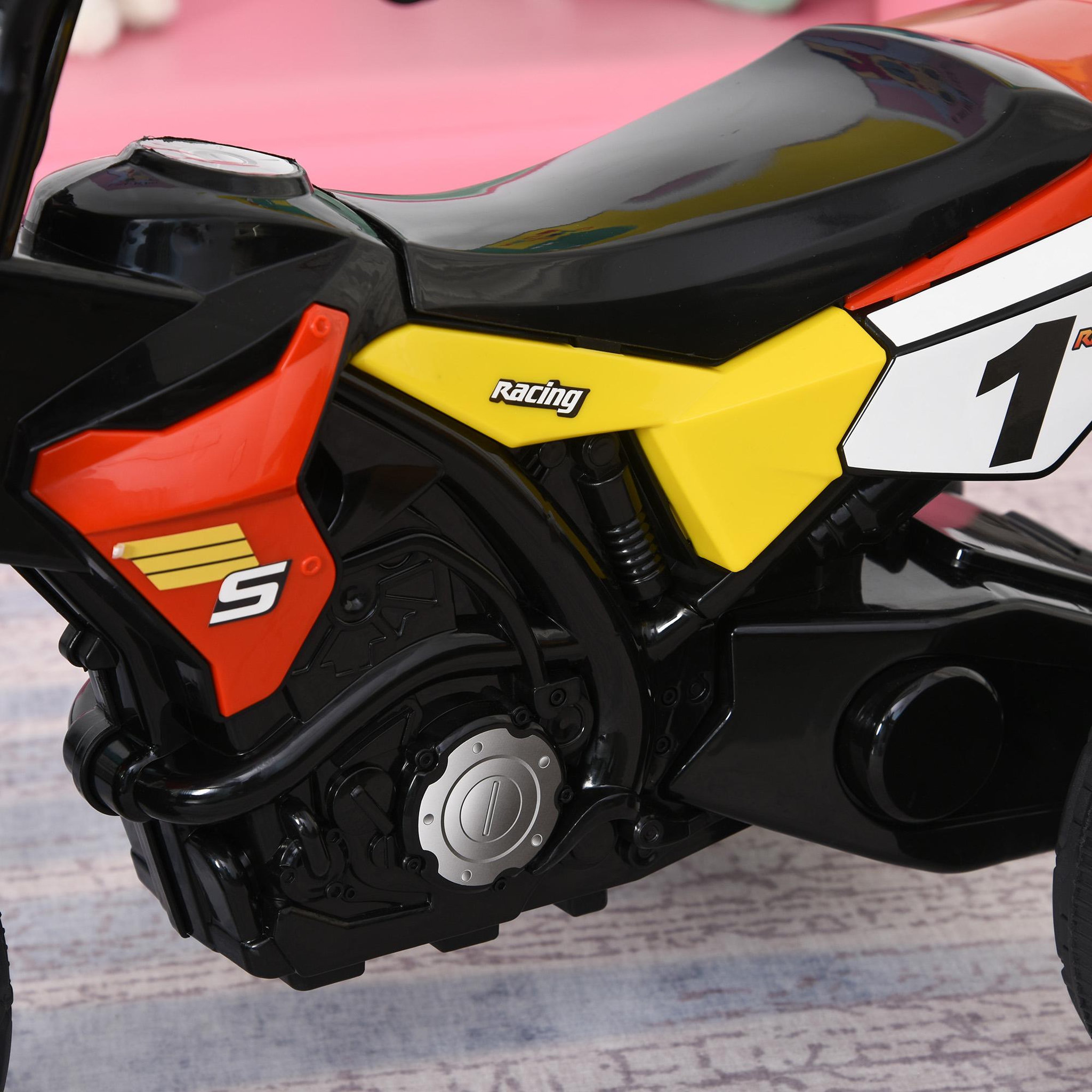 Voir la diapositive 5 : HOMCOM Tricycle enfants moto cross effets musicaux et lumineux coffre rangement