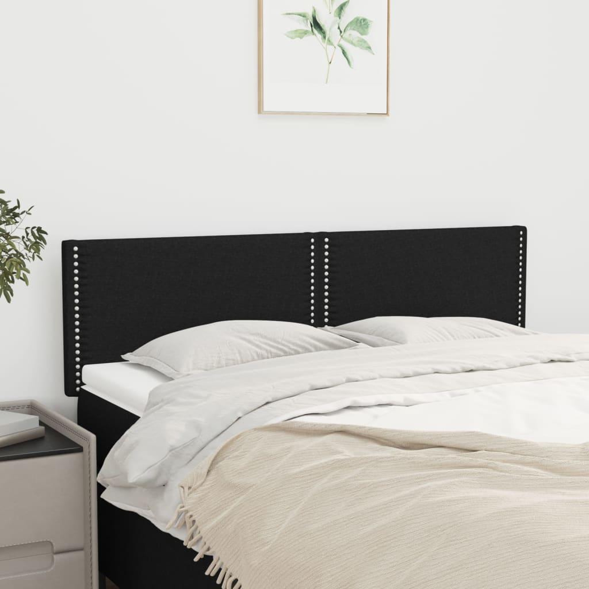 Voir la diapositive 1 : VIDAXL Tetes de lit 2 pcs Noir 72x5x78/88 cm Tissu