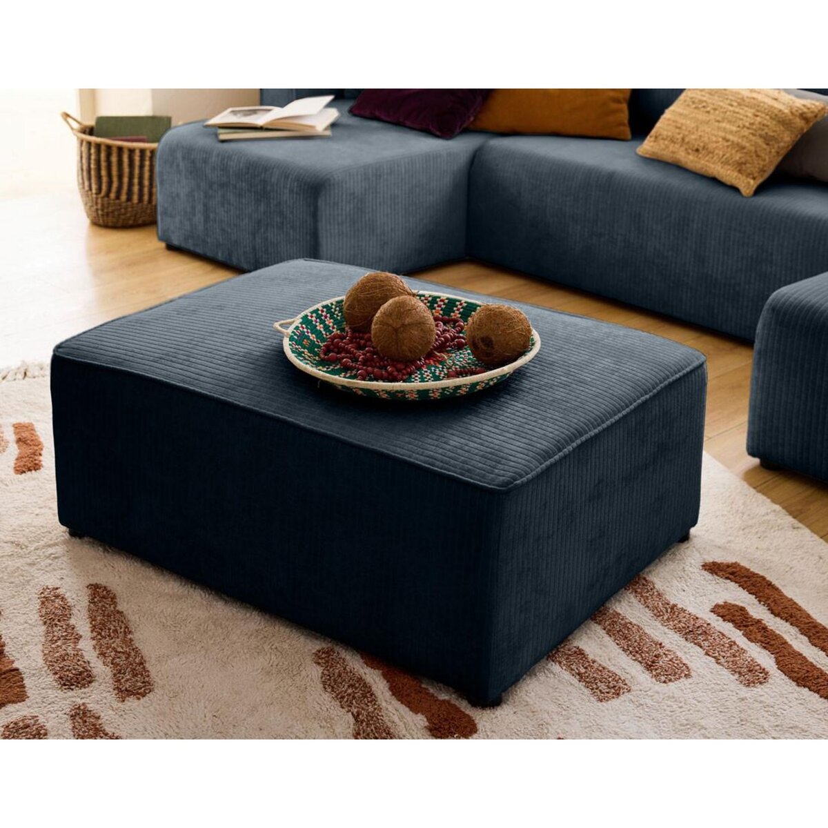 BEST MOBILIER Topaze - pouf - en velours côtelé plat