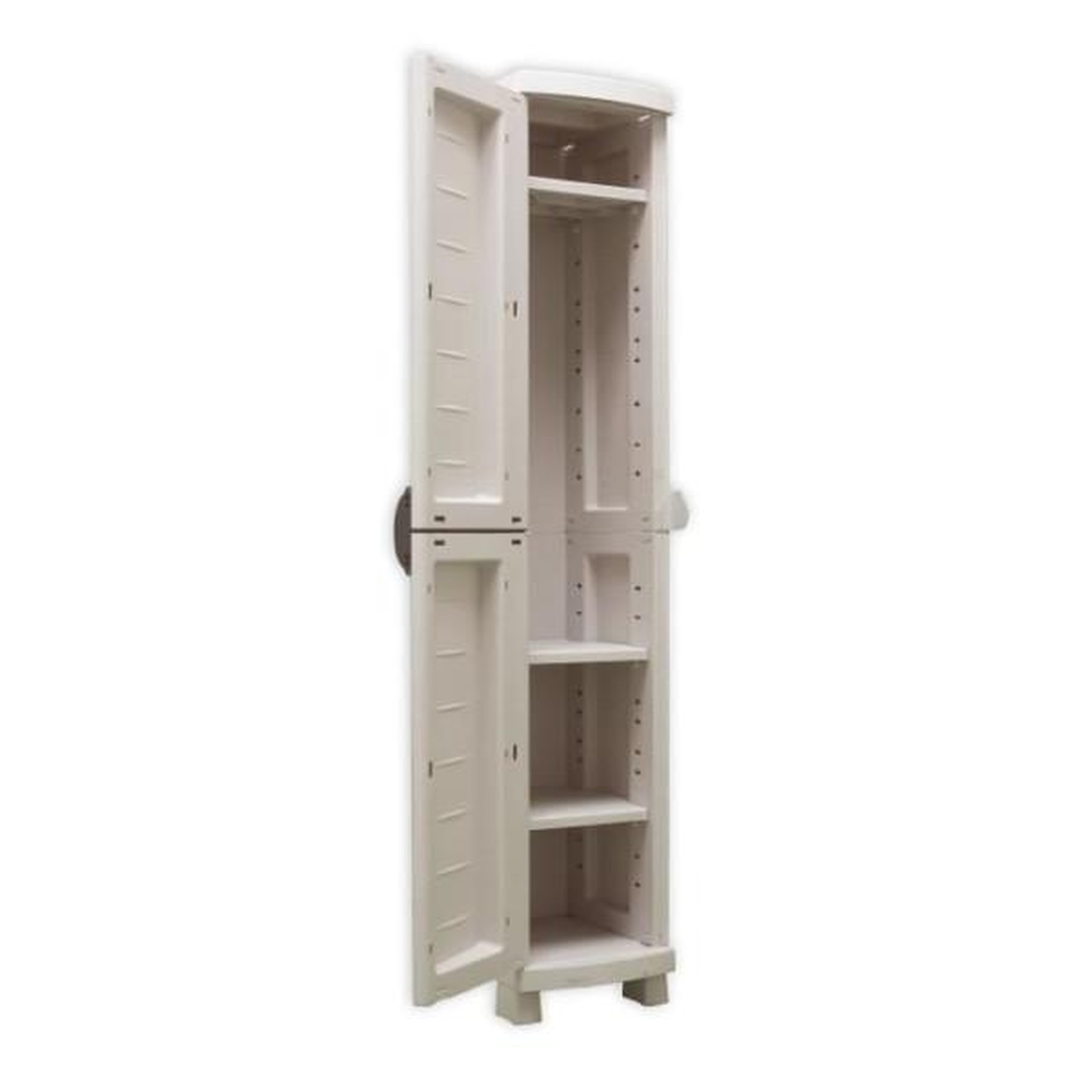 Voir la diapositive 2 : PLASTIKEN SPACESAVER 35 PLASTIKEN Armoire haute 1 Porte avec étageres - l 35 x p 45 x h 184 cm - Gamme Space SAVER - Intérieur et Extér