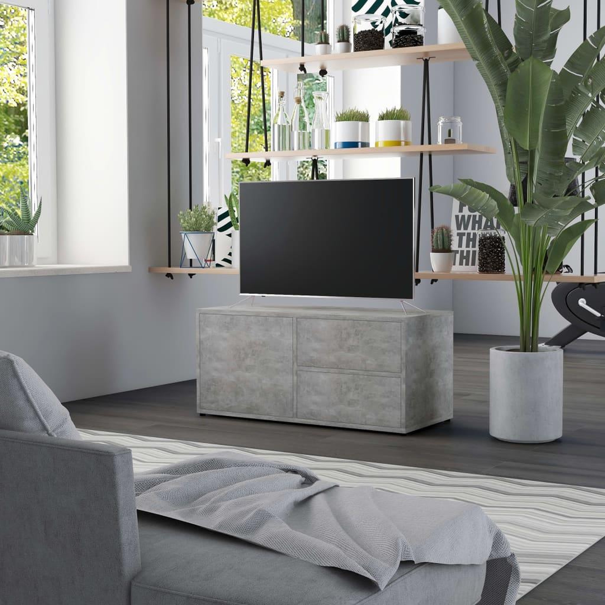 VIDAXL Meuble TV Gris beton 80x34x36 cm Bois d'ingenierie