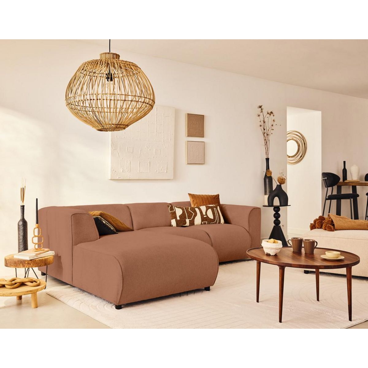 LISA DESIGN Suaro - module d'assise méridienne gauche en tissu texturé