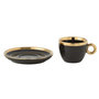Voir la diapositive 2 : Paris Prix Lot de 4 Tasses & Sous-Tasses  Faye  18cl Noir & Or