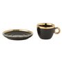 Voir la diapositive 2 : Paris Prix Lot de 4 Tasses & Sous-Tasses  Faye  18cl Noir & Or