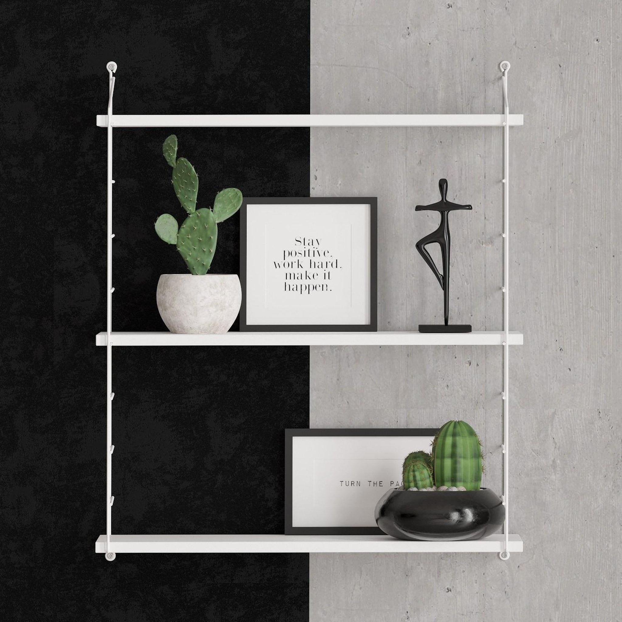 Voir la diapositive 3 : Habitat et Jardin Étagère murale en bois  armoni  - 72 x 20 x 85 cm - blanc