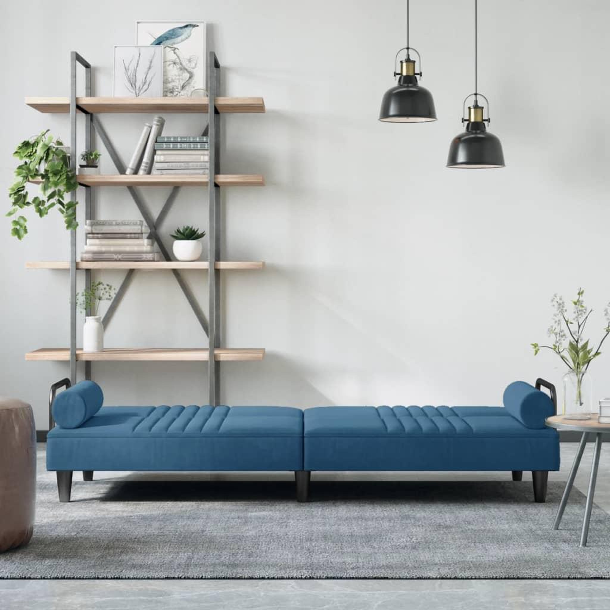 Voir la diapositive 3 : VIDAXL Canape-lit avec accoudoirs bleu velours