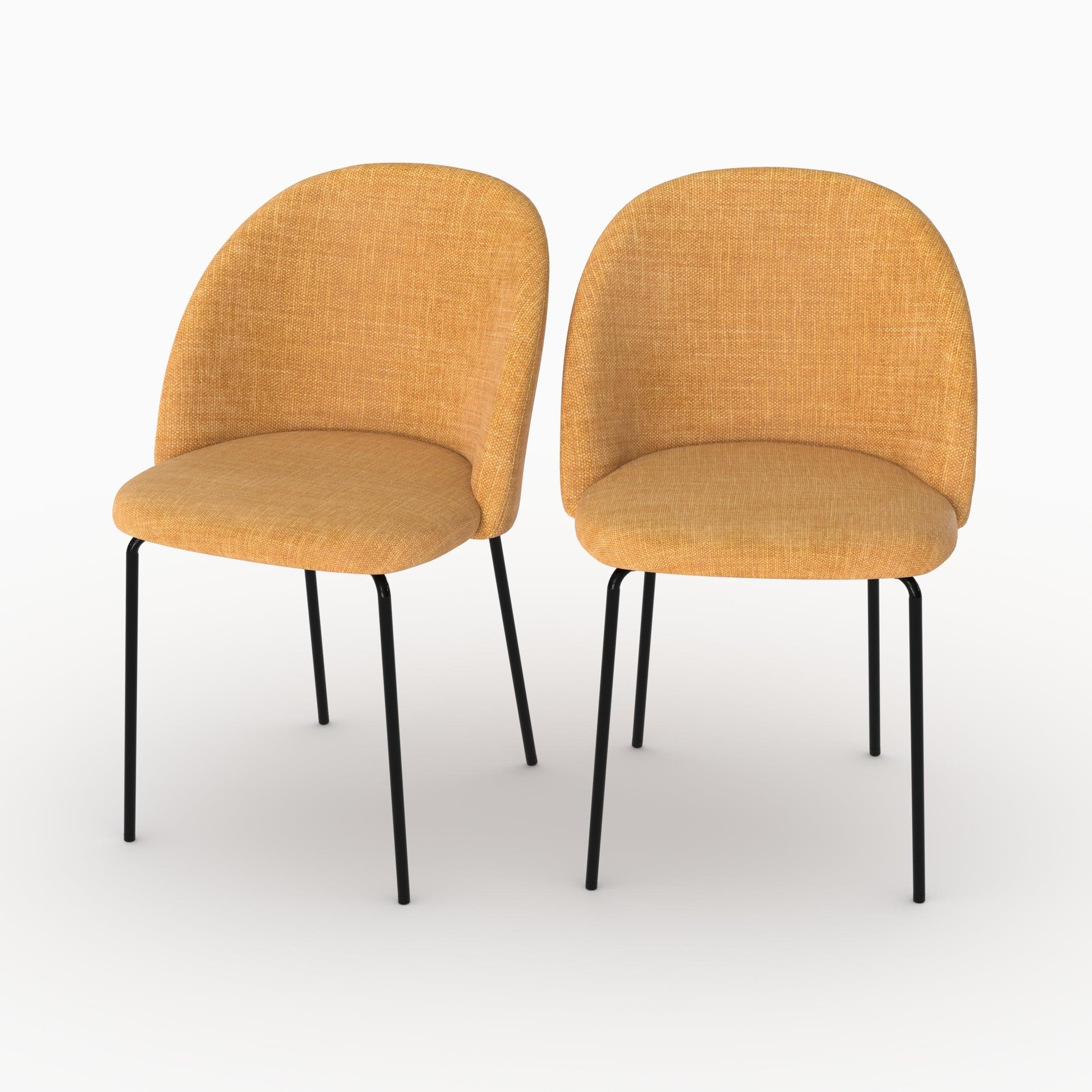 MAISON PAVANE Lot de 2 chaises en tissu texturé jaune moutarde-karl