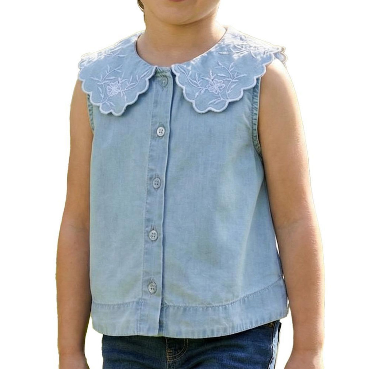 Only Blouse Bleu Fille Only Embroidery