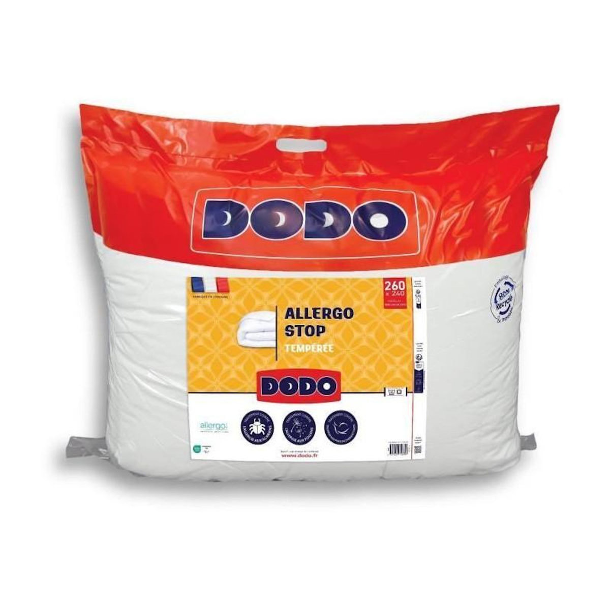 DODO DODO - Couette tempérée 300 g/m² - ALLERGO STOP - 240 x 260 cm - Blanc