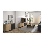 GAMI Ensemble meuble TV, table basse et buffet bas - TRUST - Chene / Noir - GAMI