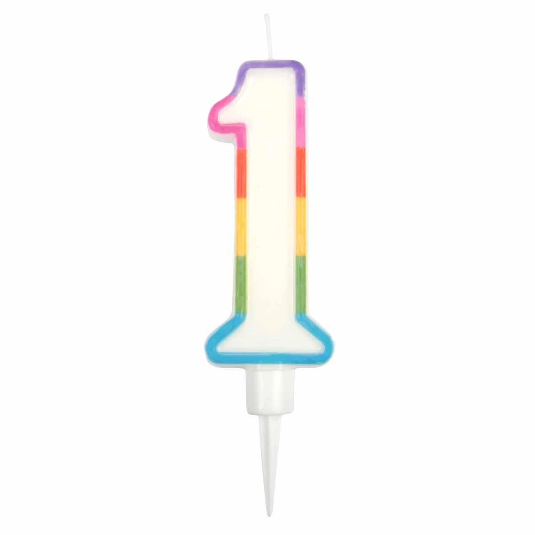 Voir la diapositive 1 : HOMEA Bougie d'anniversaire  chiffre 1  10cm multicolore