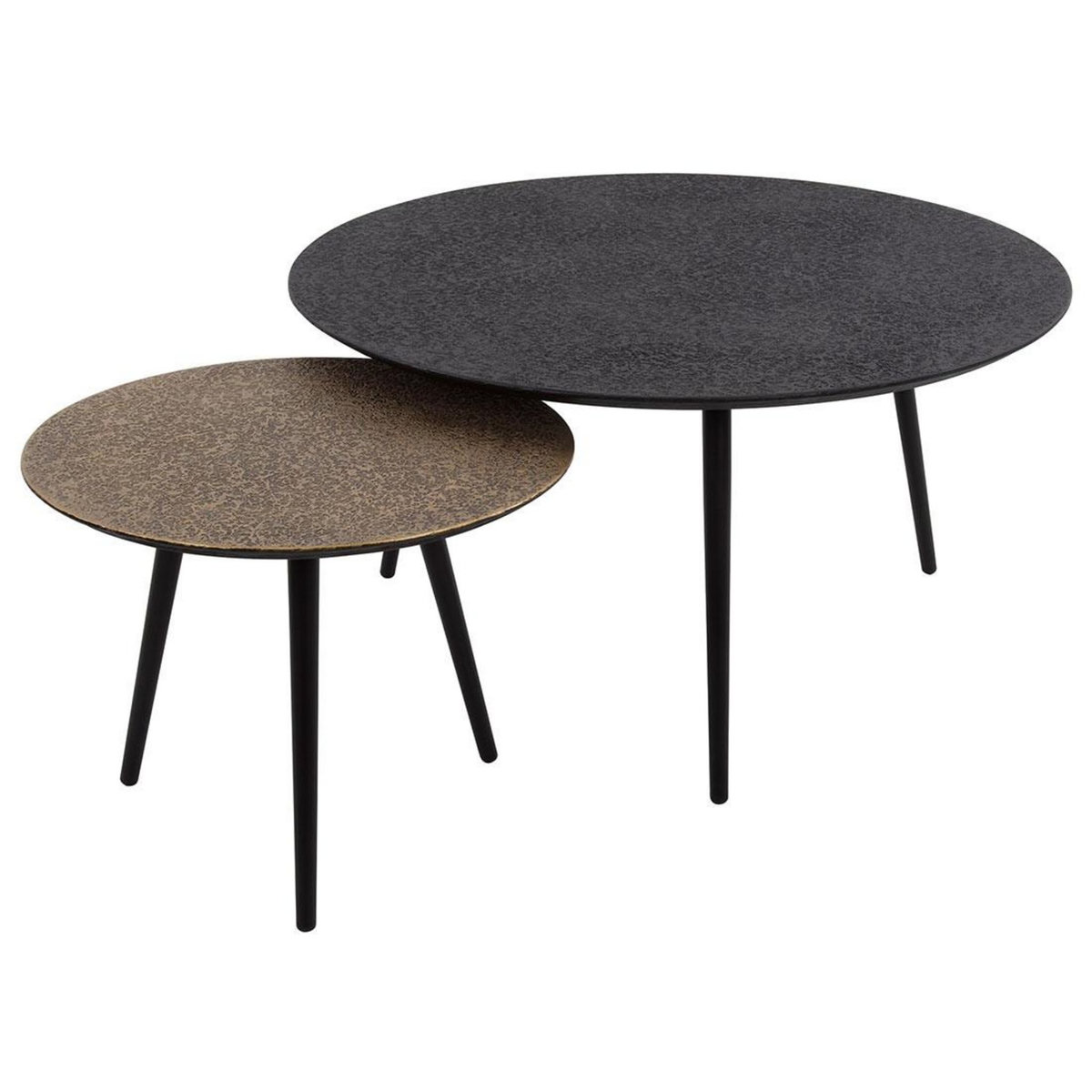 LISA DESIGN Kahoni - lot de 2 tables basses gigognes - doré et noir - 74 et 58 cm