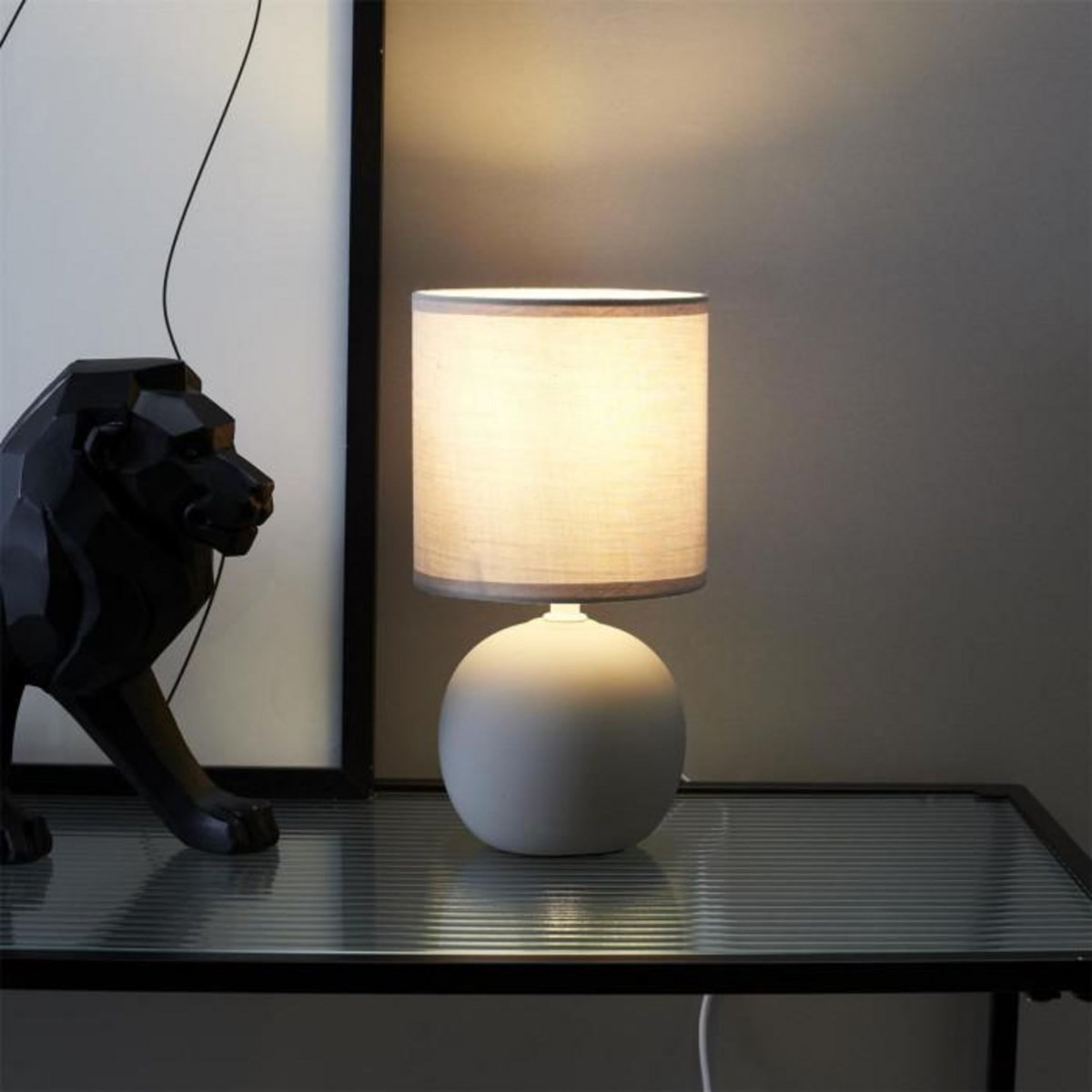 Paris Prix Lampe à Poser en Céramique  Loraine  25cm Taupe