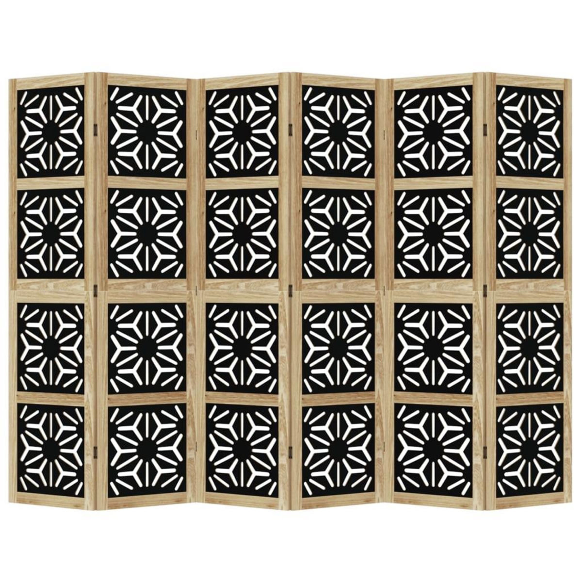 VIDAXL Cloison de separation 6 panneaux marron noir paulownia massif