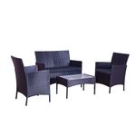 CONCEPT USINE Salon de jardin 4 places en résine tressée Noir et coussins noirs MYKONOS