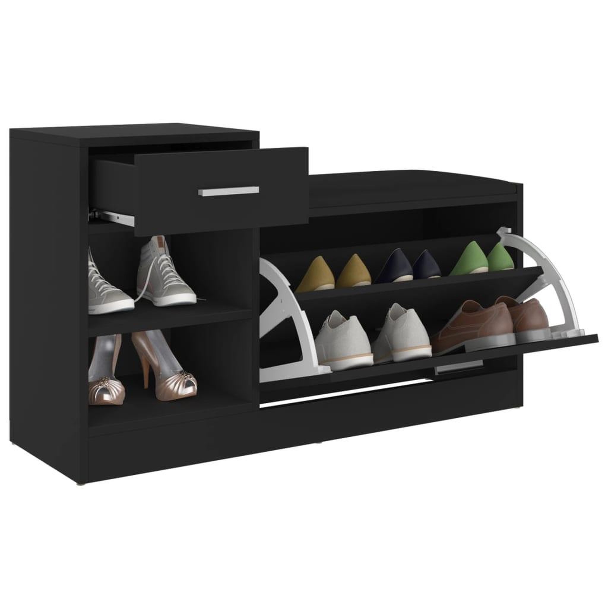 Voir la diapositive 5 : VIDAXL Banc a chaussures Noir 94,5x31x57 cm Agglomere