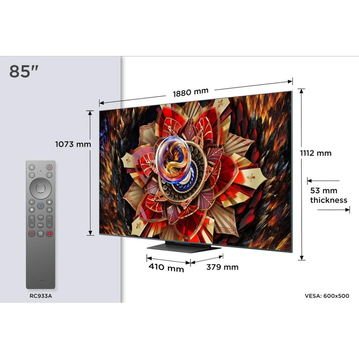 TCL TV Mini Led 85C9K 2025-85 pouces (215cm)