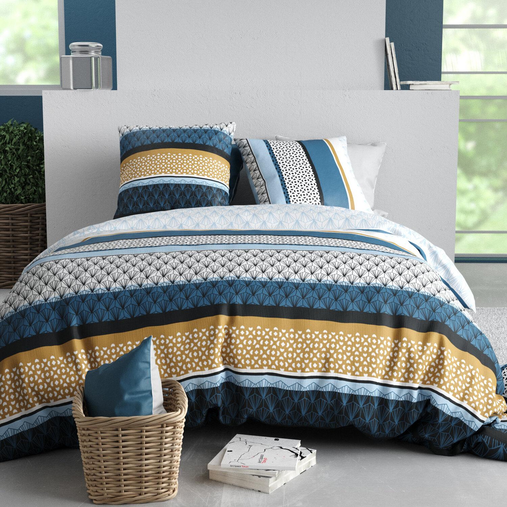 Voir la diapositive 1 : ATELIER DU COTON Parure housse de couette 100% coton 57fils osis