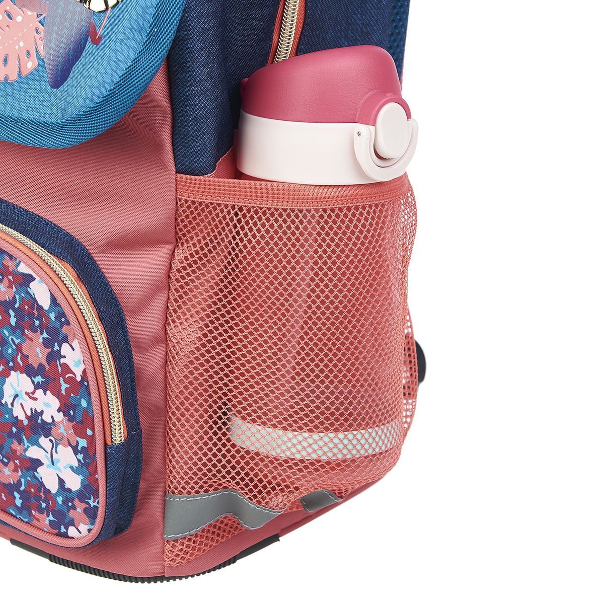 AUCHAN Sac à dos 2 compartiments 38 cm bleu et rose Nature Lover