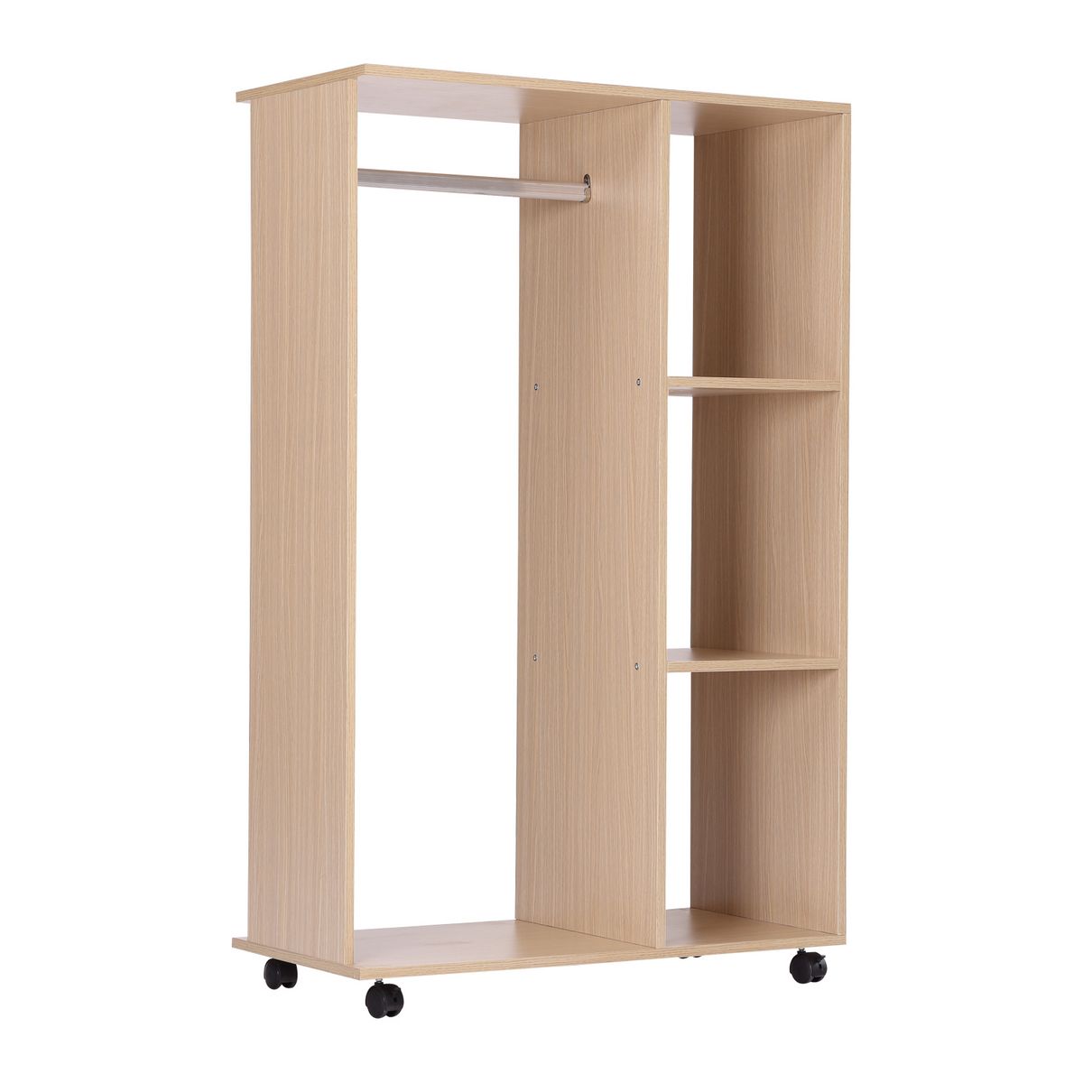 HOMCOM Armoire penderie armoire de rangement mobile panneaux de particules coloris chêne clair