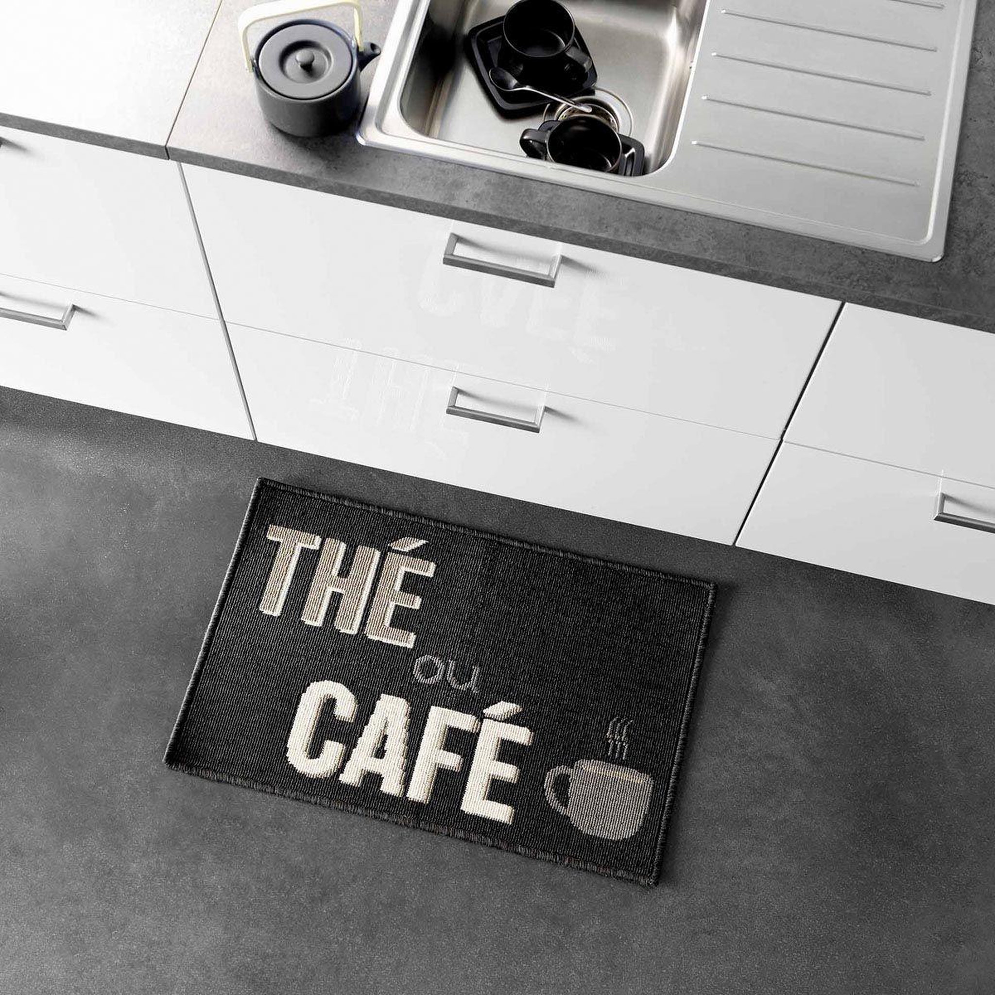 Voir la diapositive 4 : Douceur d'Intérieur Tapis de cuisine  breakfast  50x80cm noir