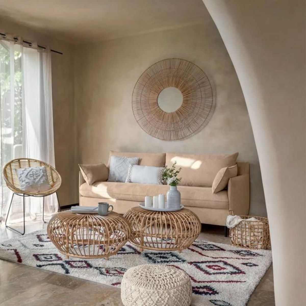 Paris Prix Table Basse en Rotin  Neta  73cm Naturel