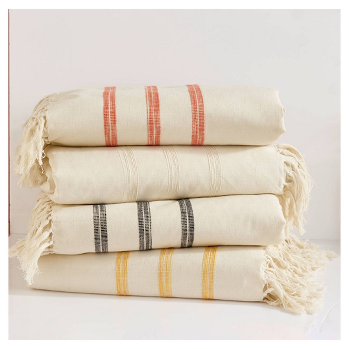 ACTUEL Plaid uni en coton BEACH 