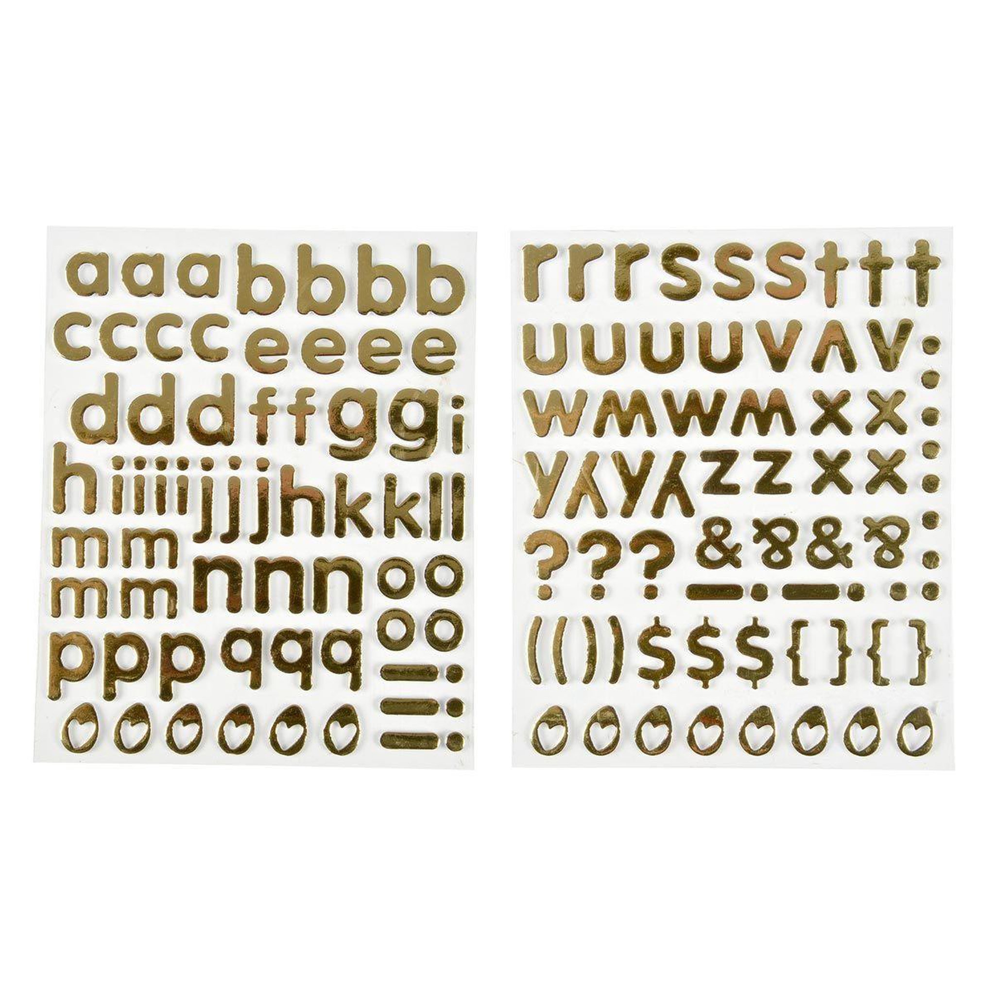 ARTDESIGN Lot de 2 planches de stickers  alphabet  2cm or