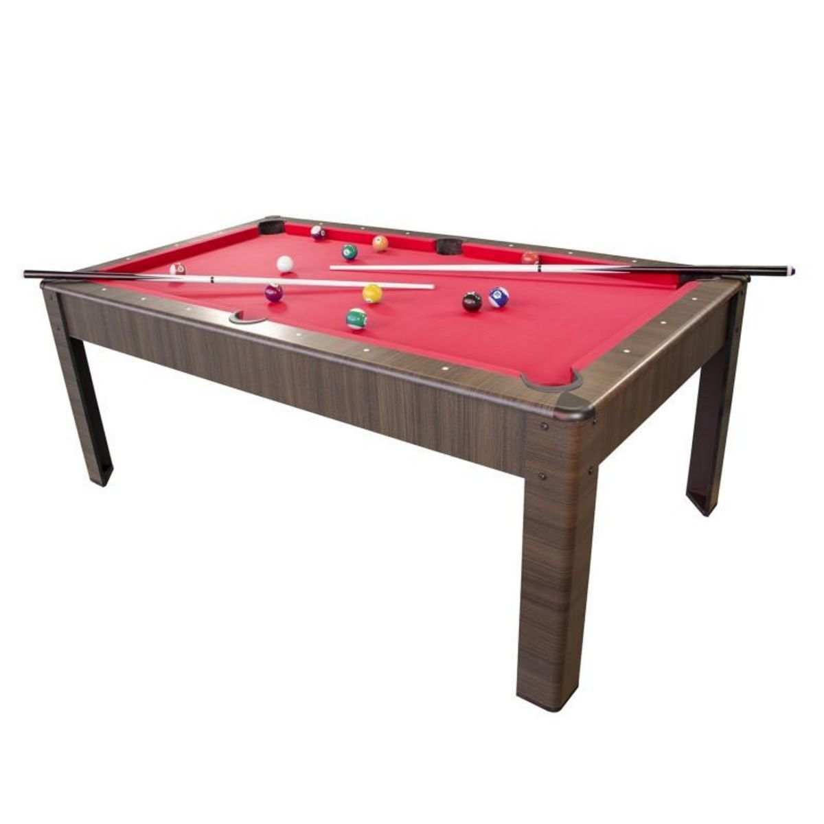 PLAY4FUN Billard Américain AMBIANCE 7Ft - 226,5 x 126,5 x 80 cm avec accessoires et plateau dînatoire - Couleur Chêne