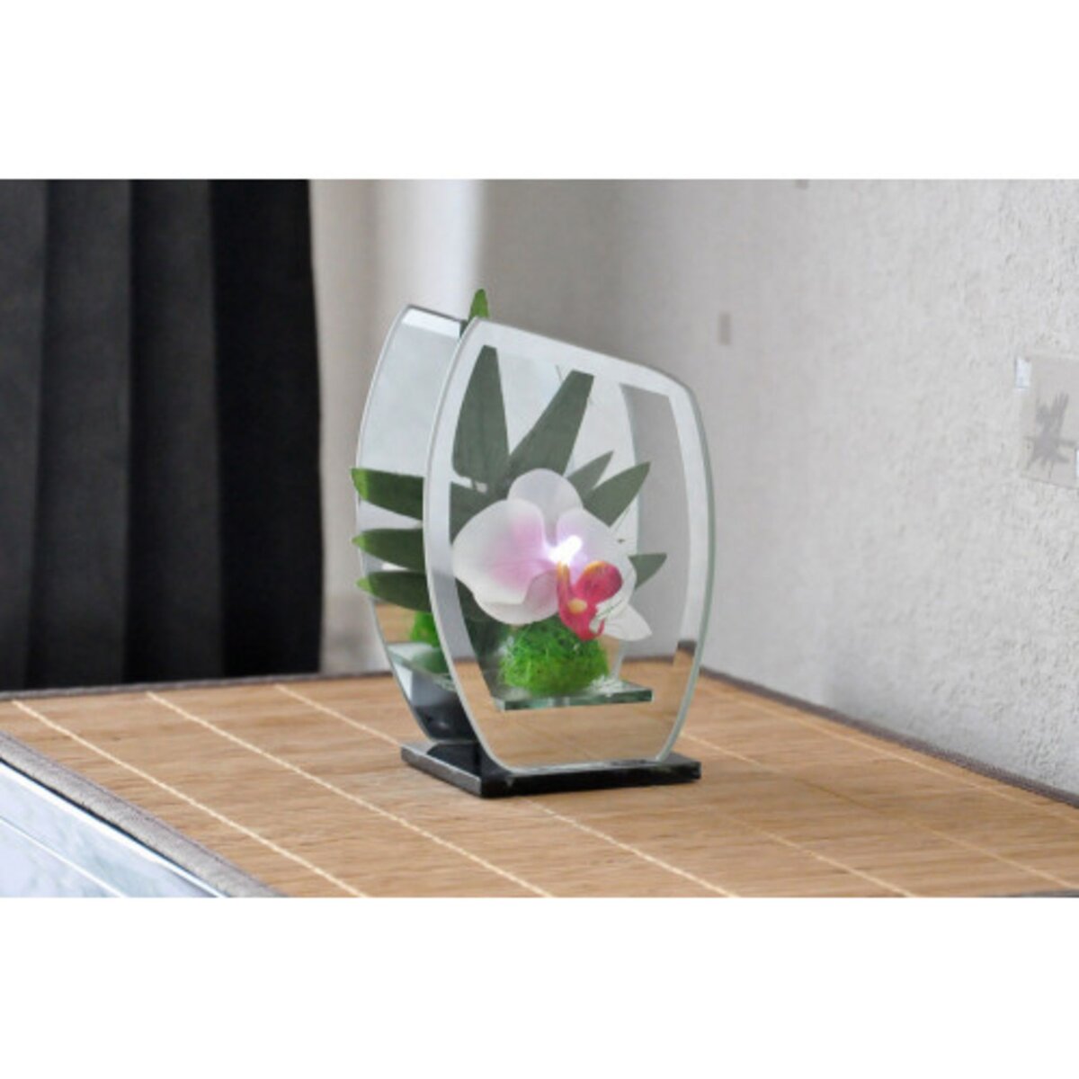 Magnetic land Fleur artificielle à LED - Orchidée blanche en verre