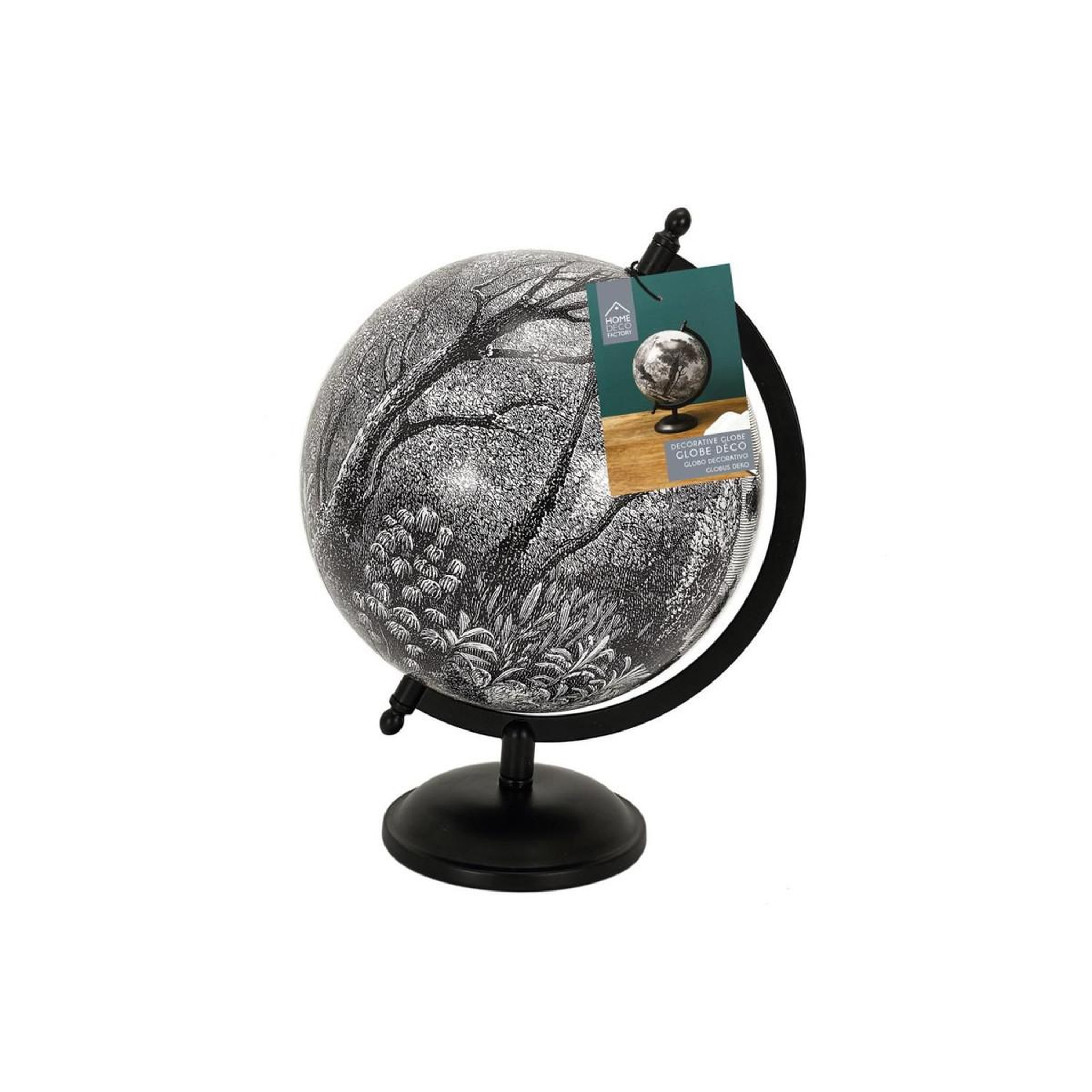 Voir la diapositive 4 : The Home Deco Factory Globe terrestre  black forest  31cm noir & blanc