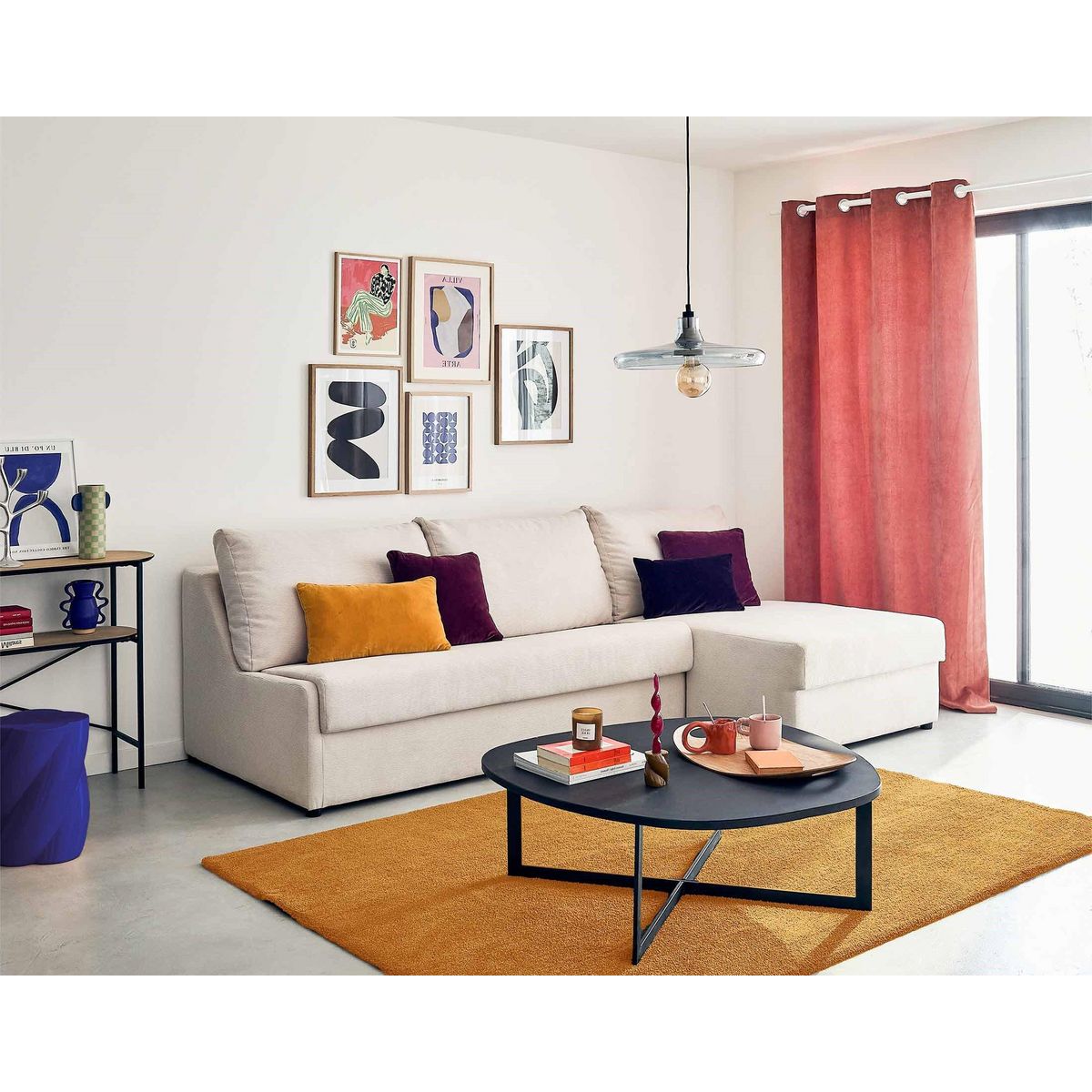 LISA DESIGN Palmira - canapé d'angle droit - 4 places - convertible couchage quotidien - matelas 14 cm - en velours côtelé