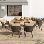 Voir la diapositive 4 : MERAX Salon de jardin 6 places avec table et chaises en rotin, bois noir