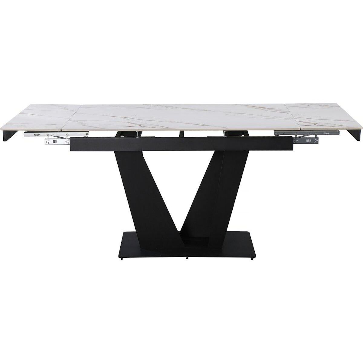 Habitat et Jardin Table à manger extensible en céramique - 160/240 cm - 6 à 10 personnes  Nova  - Blanc marbré gold