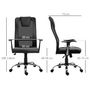 Voir la diapositive 3 : HOMCOM Fauteuil de bureau ergonomique hauteur assise réglable pivotant 360° revêtement synthétique et maille noir