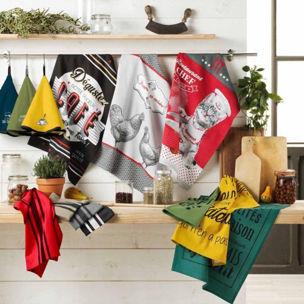 Paris Prix Torchon en Coton Tissé  Comptoir  50x70cm Jaune